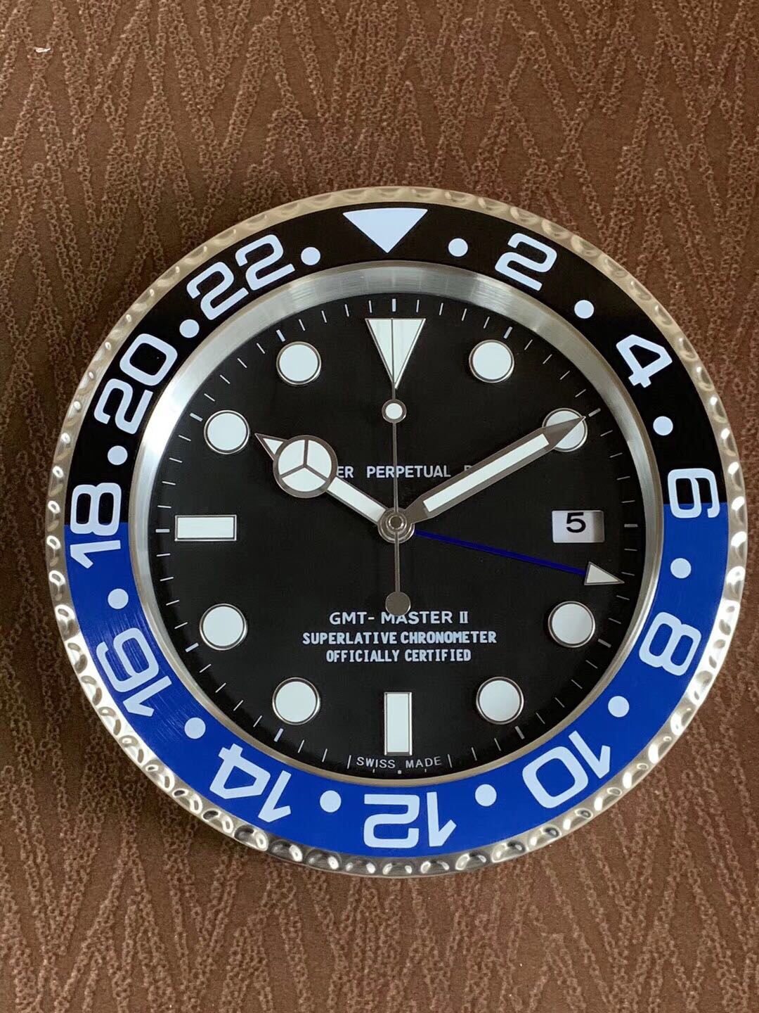 R Classic GMT Wall Clock Black-Blue Bezel Biggest